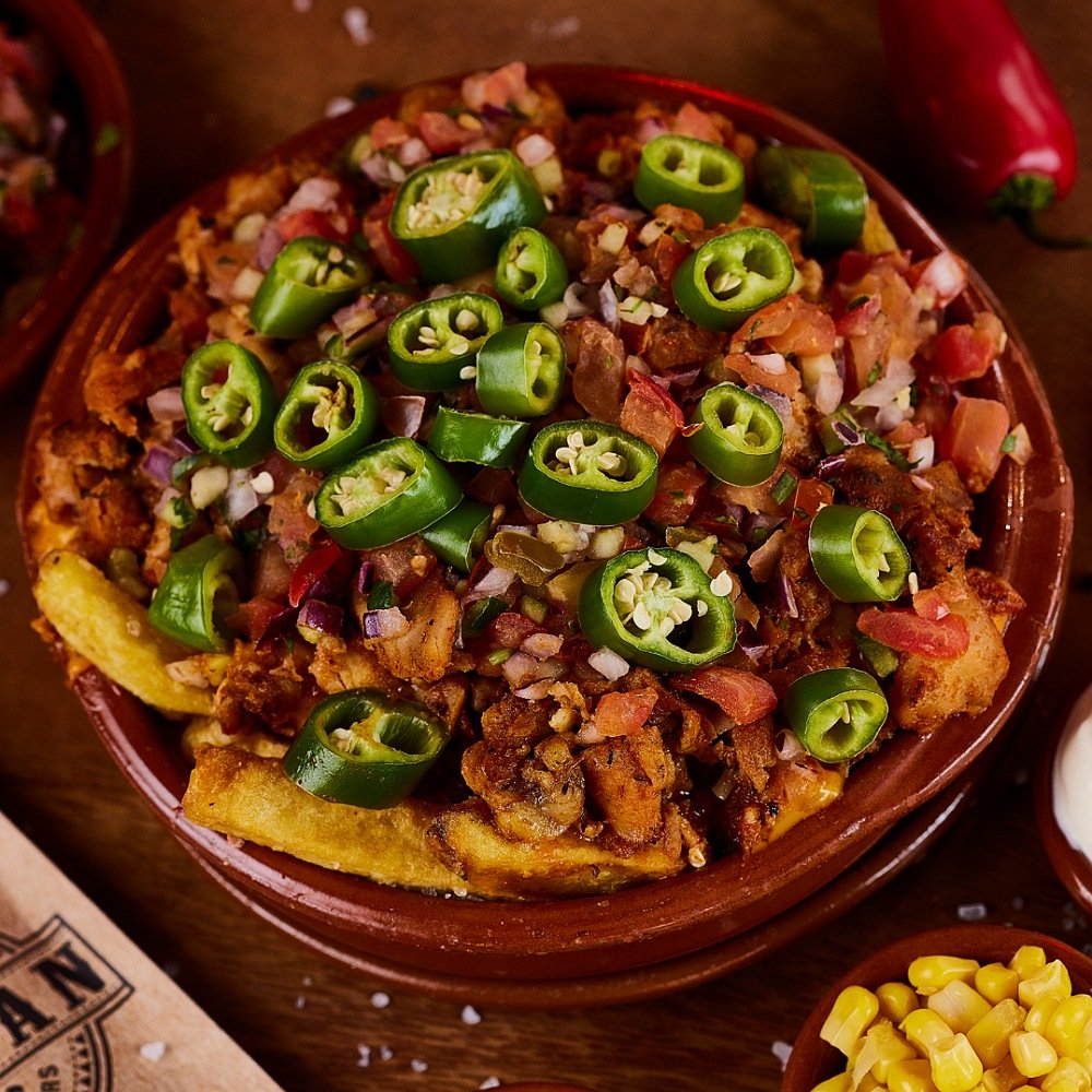 Loaded fries chicken